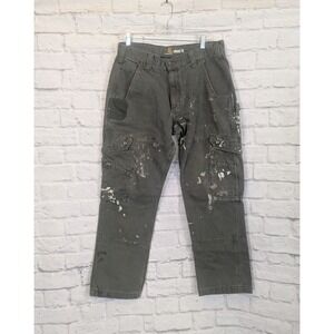 Carhartt Men's Green Relaxed Fit Cargo Pants Size 34x29 THRASHED painted worn
